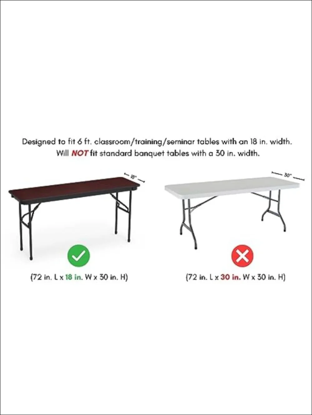 Spandex 6 Ft x 18 In Rectangular Training Tablecloth Open Back Stretch Cover